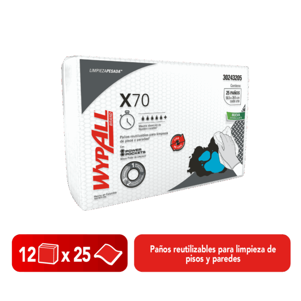 WypAll Paños de limpieza X70 Doblados x 25 paños